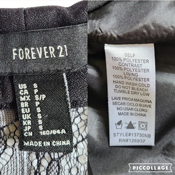 Forever 21 black one button v neck sleeveless vest with lace back detail sz S - Picture 11 of 11